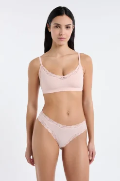Online ETAM Braga de microfibra y encaje ROSA EMPOLVADO