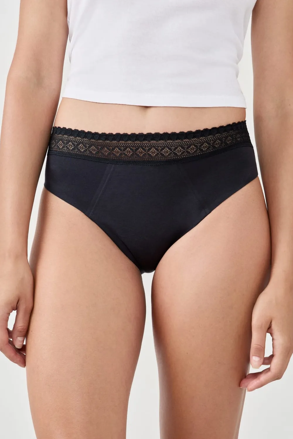 ETAM Braga menstrual de algodón - Flujo abundante NEGRO