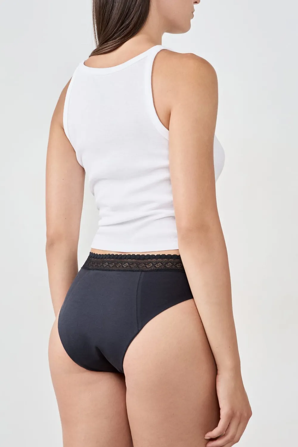 ETAM Braga menstrual de algodón - Flujo abundante NEGRO