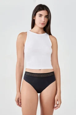 ETAM Braga menstrual de algodón - Flujo abundante NEGRO