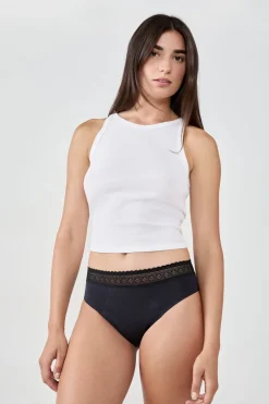 ETAM Braga menstrual de algodón - Flujo abundante NEGRO