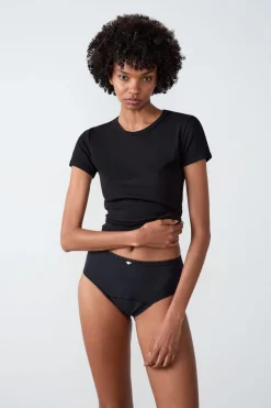 Best ETAM Braga menstrual de cintura alta - Flujo medio NEGRO