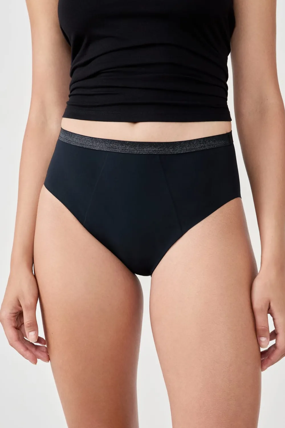 New ETAM Braga menstrual de cintura alta - Flujo abundante NEGRO