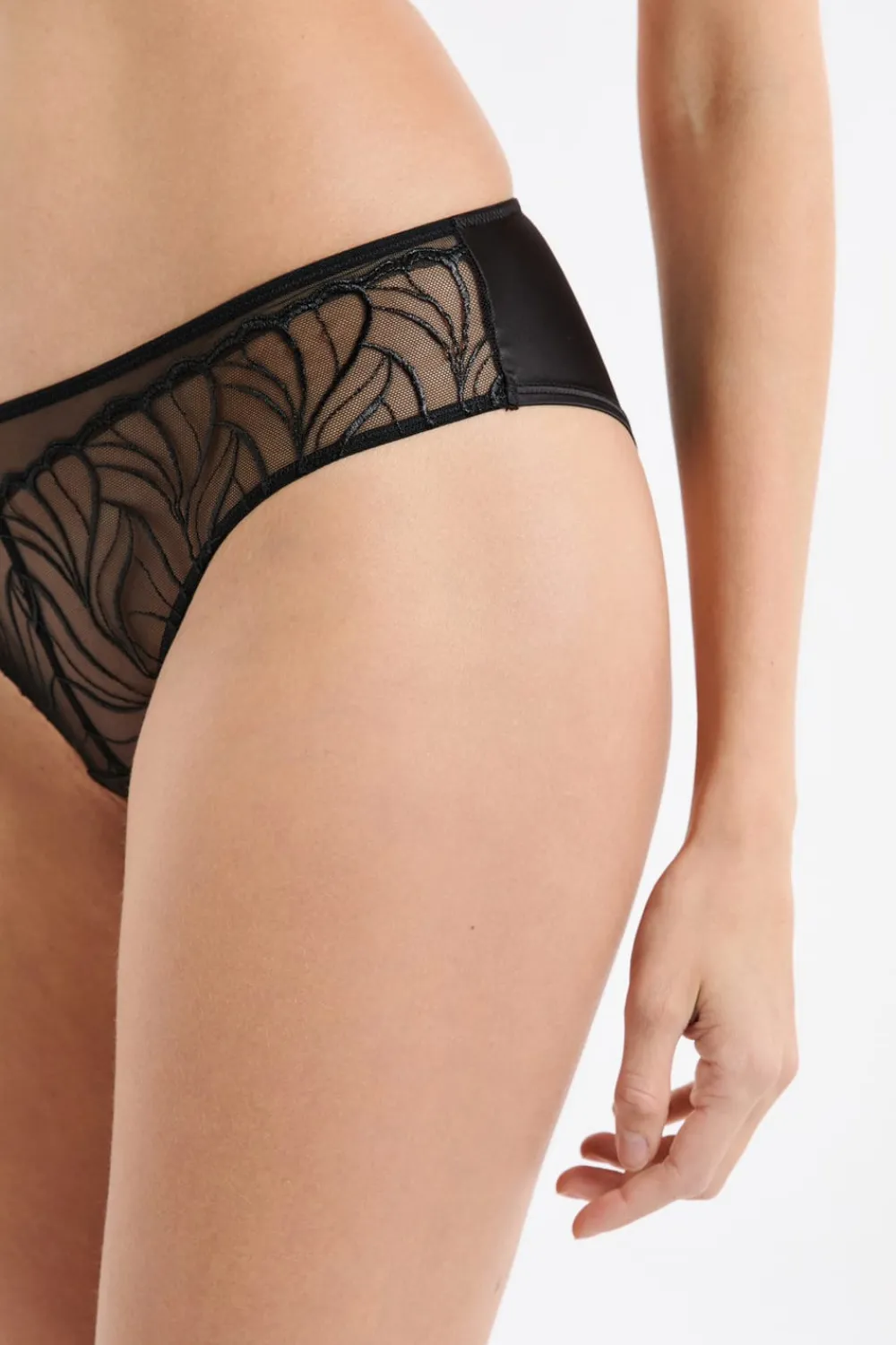 Hot ETAM Bragas brasileñas con bordado floral ANTRACITA
