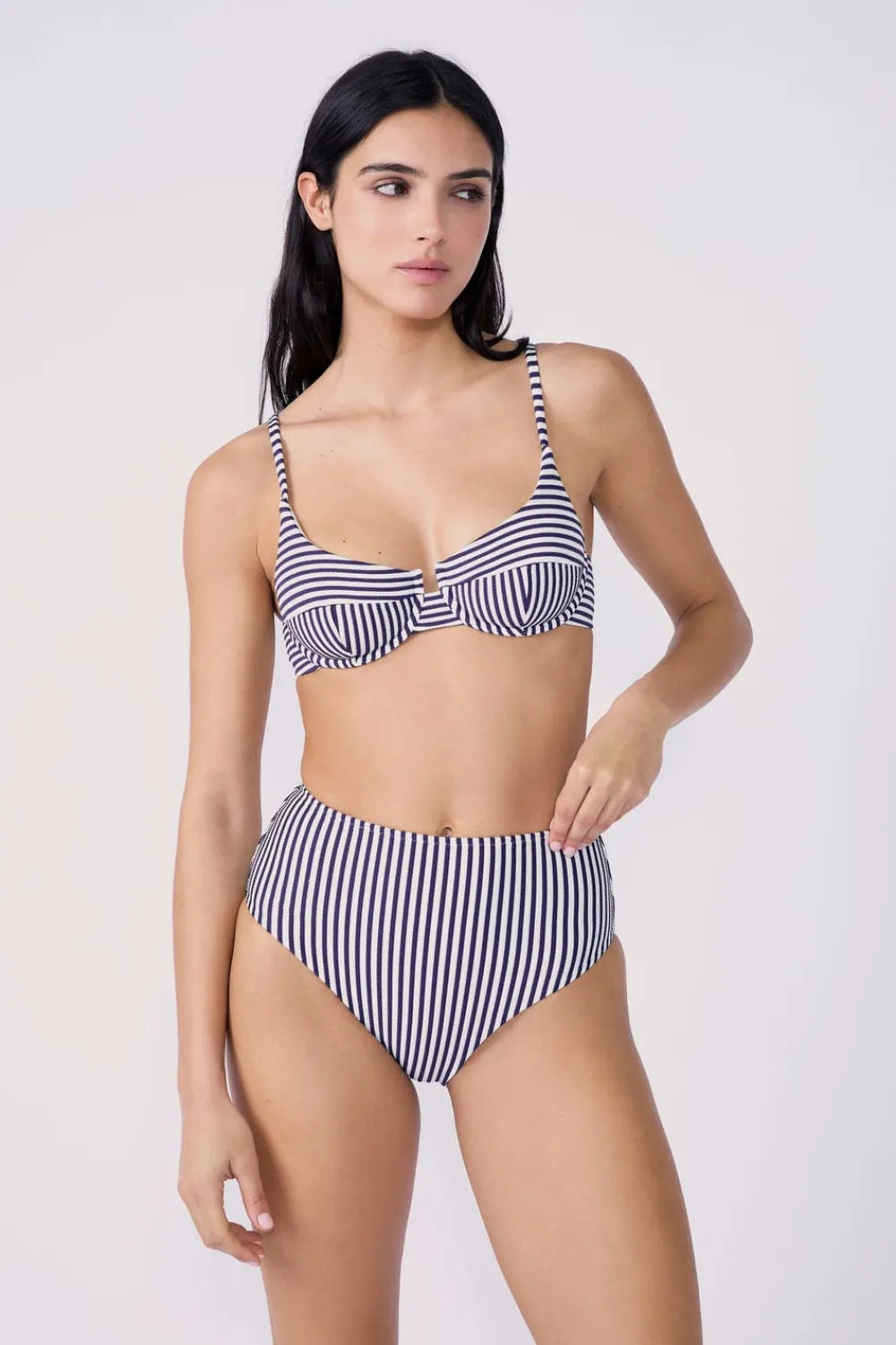 Online ETAM Braguita bikini de cintura alta a rayas MARINO