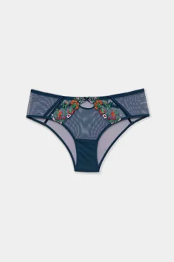Discount ETAM Braguita brasileña de tul bordado AZUL PETRÓLEO