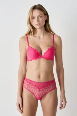 New ETAM Braguita brasileña de tul bordado FUCSIA