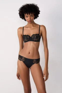Clearance ETAM Braguita brasileña de tul bordado NEGRO