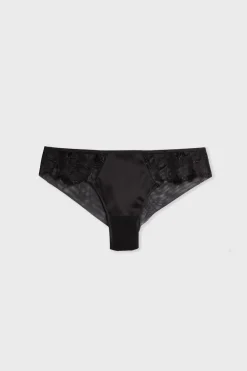 Clearance ETAM Braguita brasileña de tul bordado NEGRO