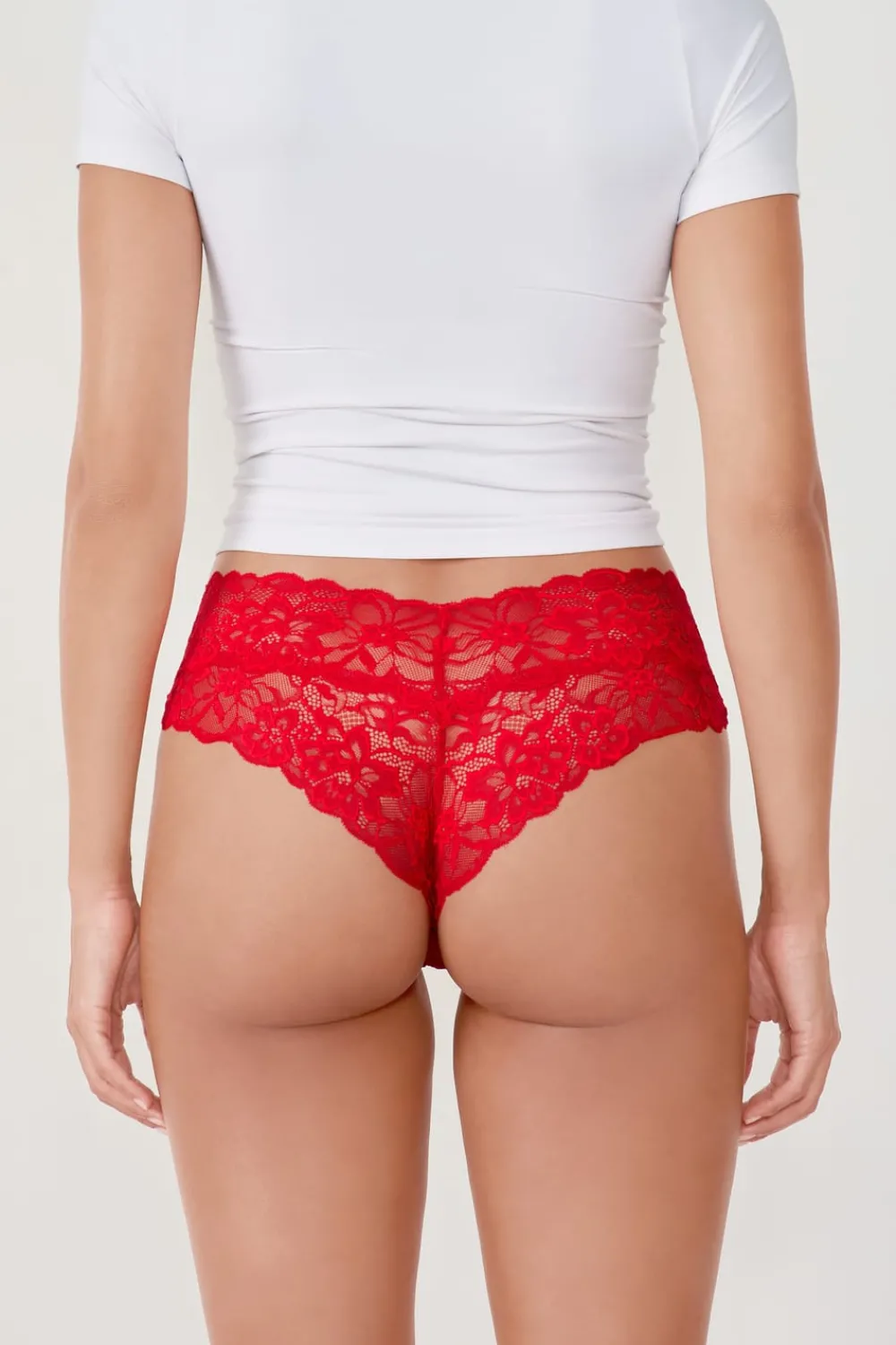 Best ETAM Braguita brasileña en V de encaje ROJO