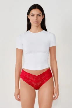 Best ETAM Braguita brasileña en V de encaje ROJO
