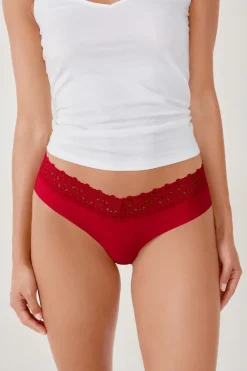 Hot ETAM Braguita brasileña en V de microfibra y encaje ROJO