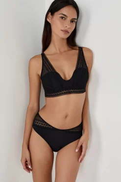 ETAM Braguita culotte con detalle de encaje NEGRO