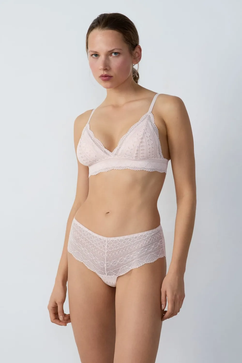 Clearance ETAM Braguita culotte de encaje ROSA PÁLIDO