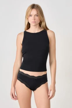 Discount ETAM Braguita culotte de microfibra con cordones NEGRO
