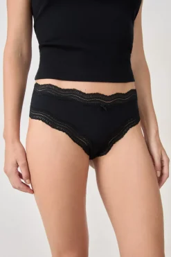 Discount ETAM Braguita culotte de microfibra con cordones NEGRO