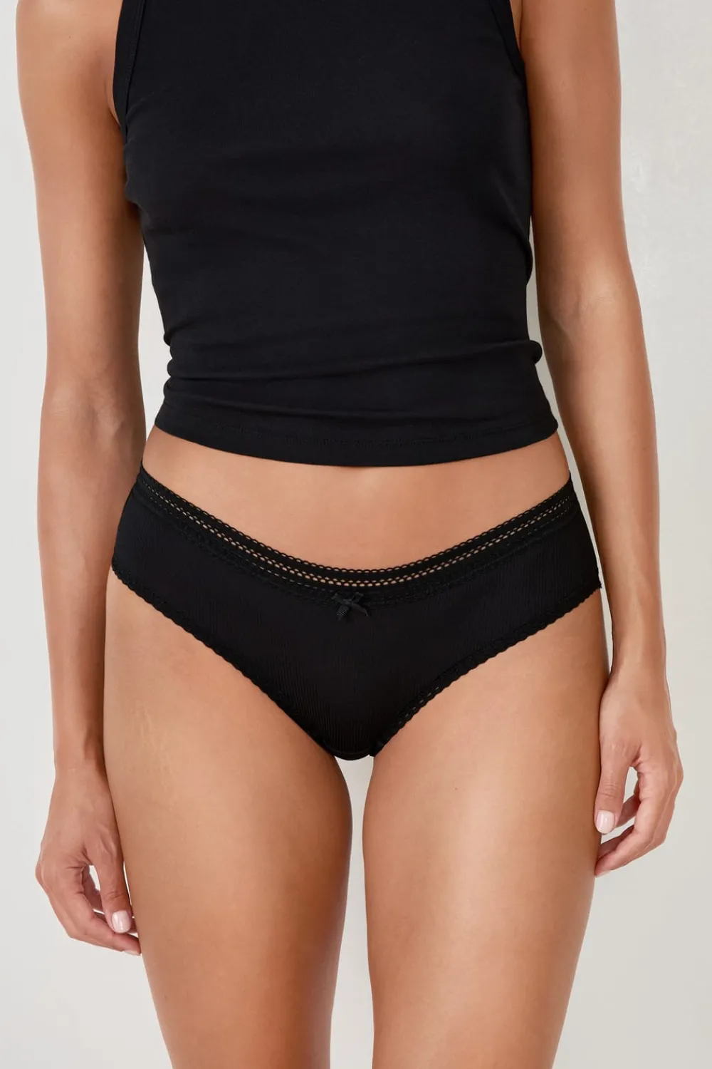 Clearance ETAM Braguita culotte de microfibra con detalle de encaje NEGRO