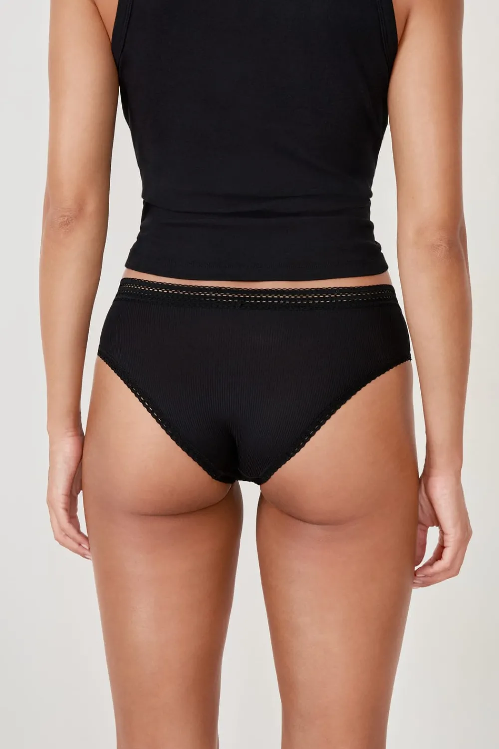 Clearance ETAM Braguita culotte de microfibra con detalle de encaje NEGRO