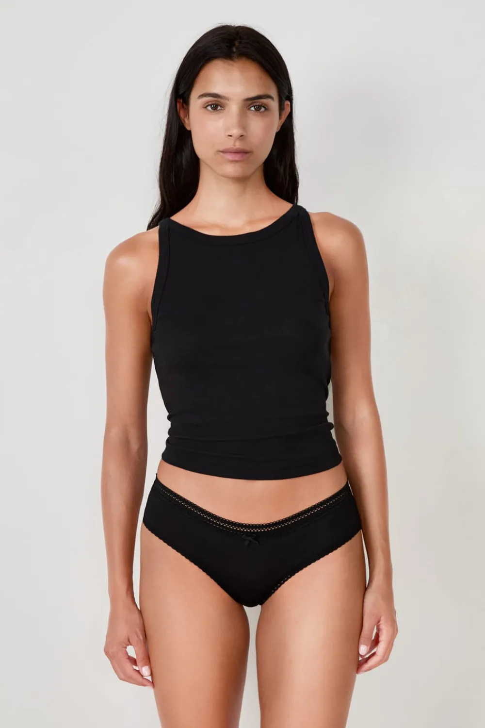 Clearance ETAM Braguita culotte de microfibra con detalle de encaje NEGRO