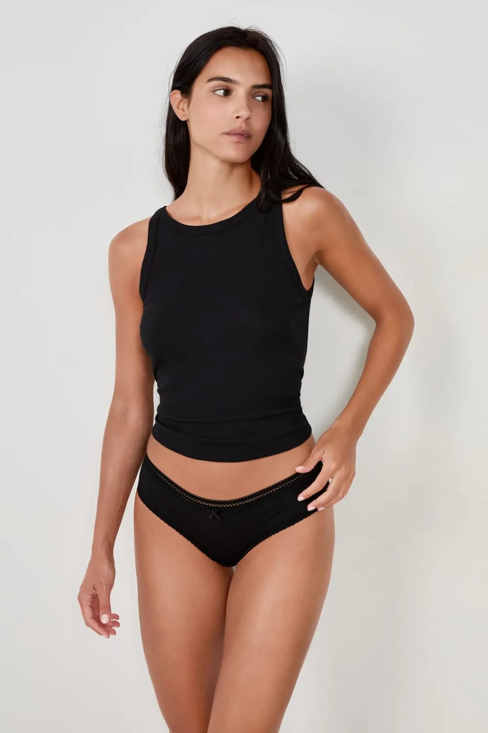 Clearance ETAM Braguita culotte de microfibra con detalle de encaje NEGRO