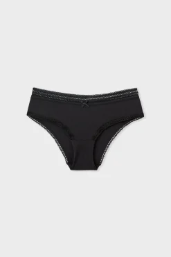 Clearance ETAM Braguita culotte de microfibra con detalle de encaje NEGRO