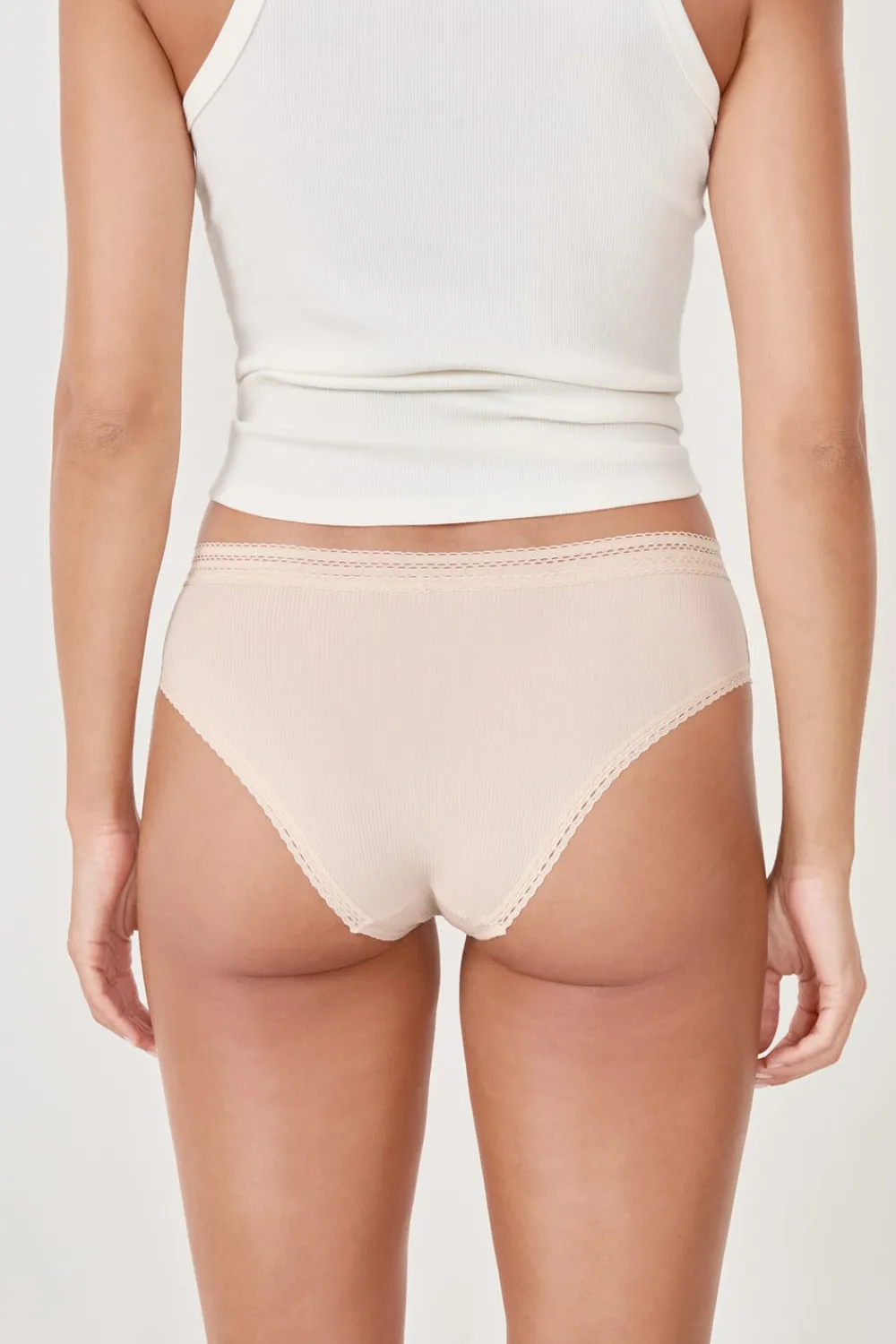 ETAM Braguita culotte de microfibra con detalle de encaje NATURAL