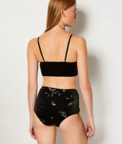 Hot ETAM Braguita culotte de terciopelo bordado NOIR