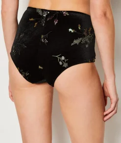 Hot ETAM Braguita culotte de terciopelo bordado NOIR