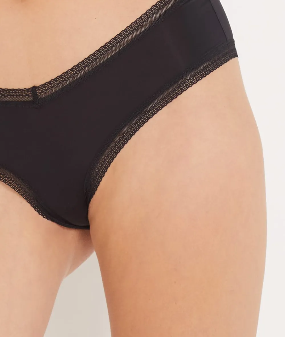 ETAM Braguita culotte en V de microfibra y encaje NEGRO