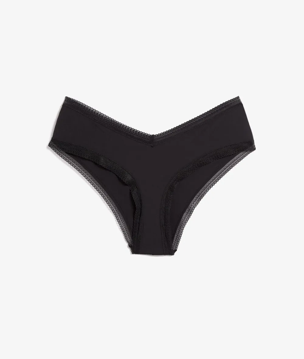 ETAM Braguita culotte en V de microfibra y encaje NEGRO