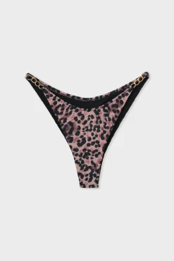 ETAM Braguita de bikini brasileña de tiro alto ESTAMPADO FONDO MARRÓN