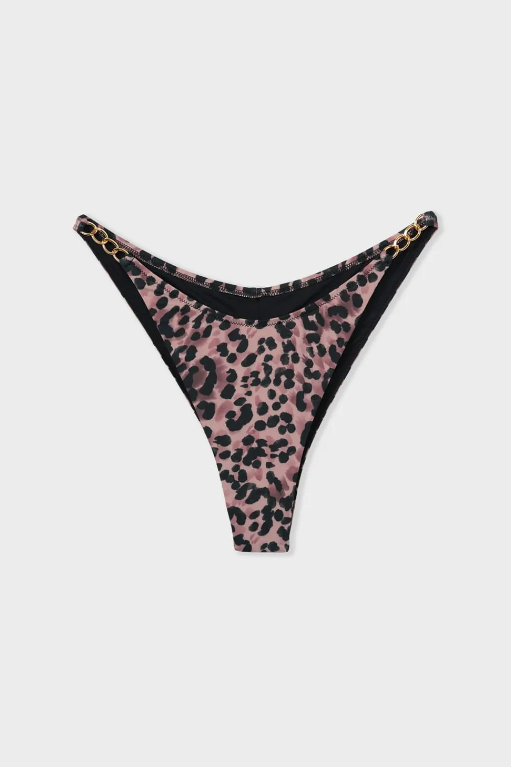ETAM Braguita de bikini brasileña de tiro alto ESTAMPADO FONDO MARRÓN