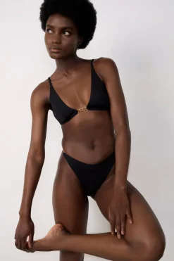 Discount ETAM Braguita de bikini brasileña con detalles joya NEGRO