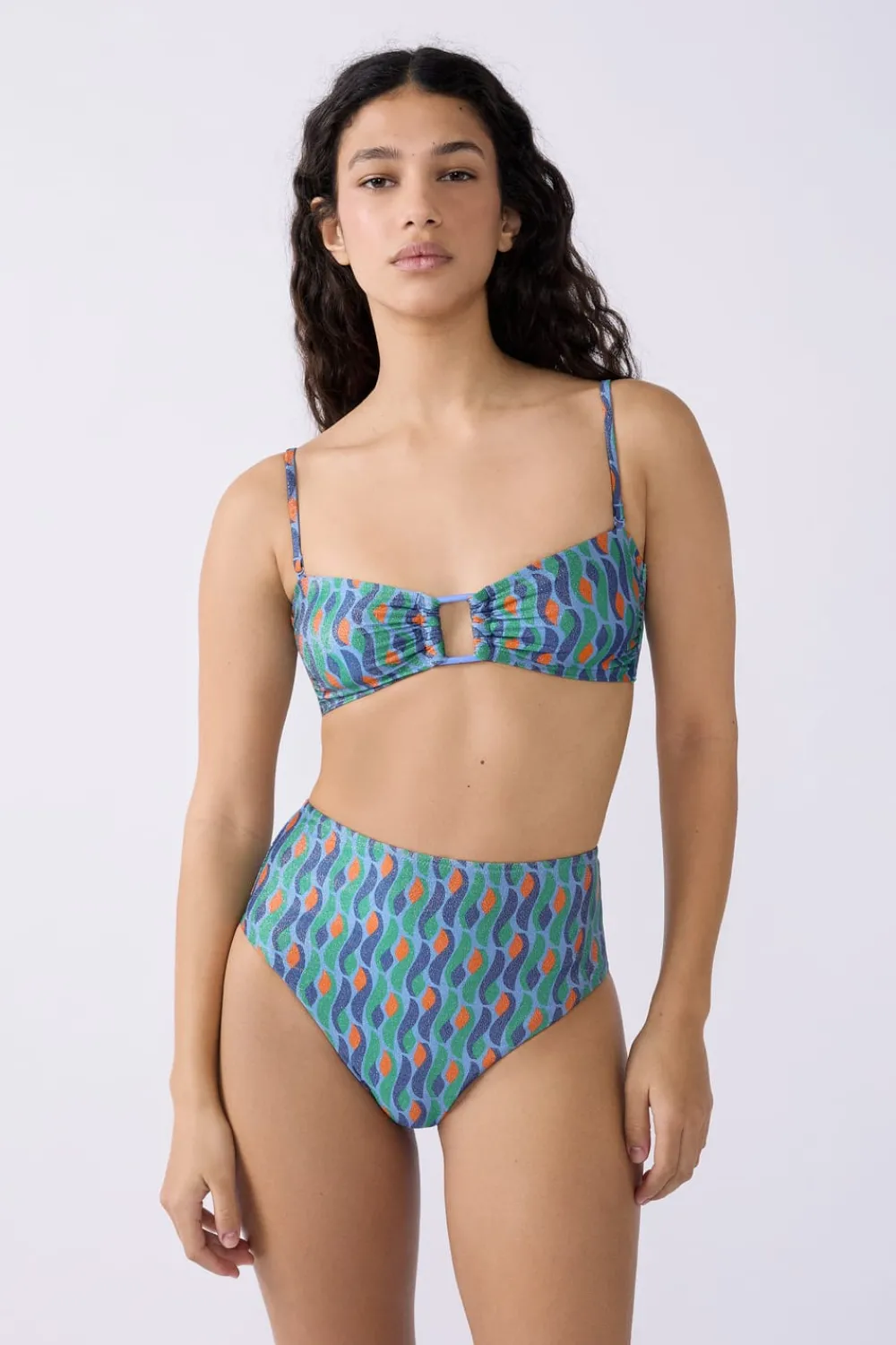 New ETAM Braguita de bikini de cintura alta brillante ESTAMPADO