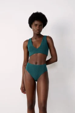 Hot ETAM Braguita de bikini de talle alto en tejido elástico VERDE