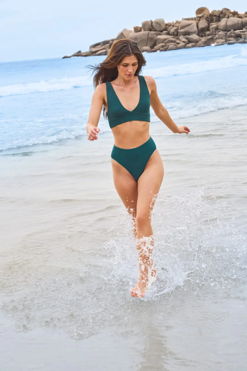 Hot ETAM Braguita de bikini de talle alto en tejido elástico VERDE