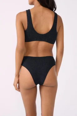 ETAM Braguita de bikini de tiro alto brillante PLATA
