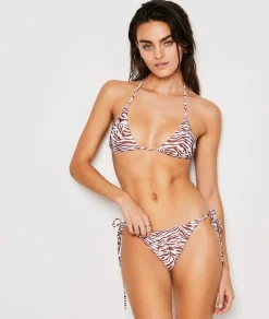 Hot ETAM Braguita de bikini de tirantes con estampado de cebra IMPRESO CON FONDO CRUDO