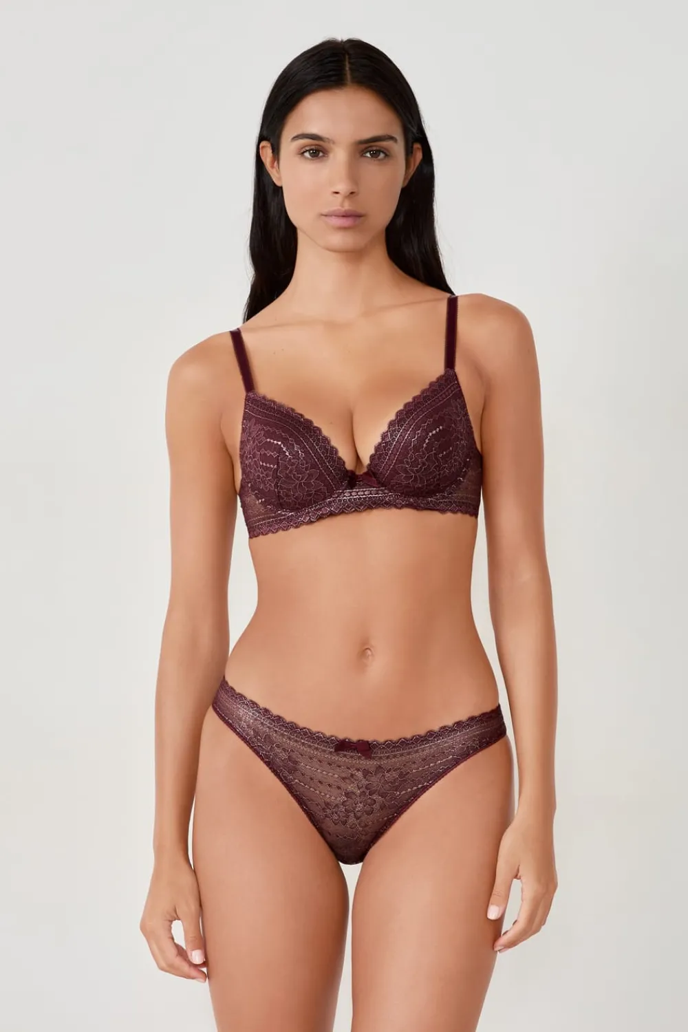 Clearance ETAM Braguita de encaje con efecto brillante BURDEOS GRANATE