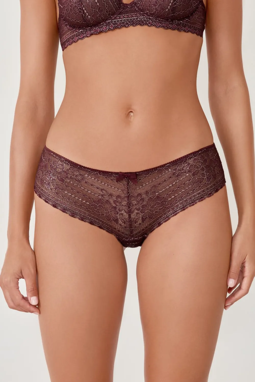 Clearance ETAM Braguita de encaje con efecto brillante BURDEOS GRANATE