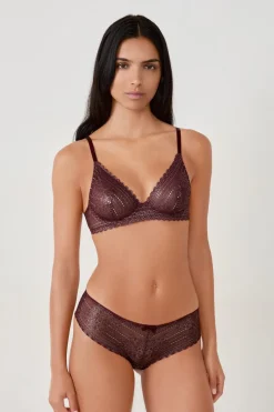 Clearance ETAM Braguita de encaje con efecto brillante BURDEOS GRANATE