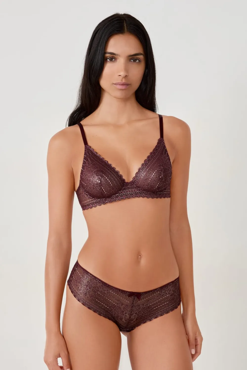 Clearance ETAM Braguita de encaje con efecto brillante BURDEOS GRANATE