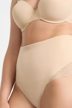 Discount ETAM Braguita de talle alto con detalle de encaje - Sujeción media C.BEIGE