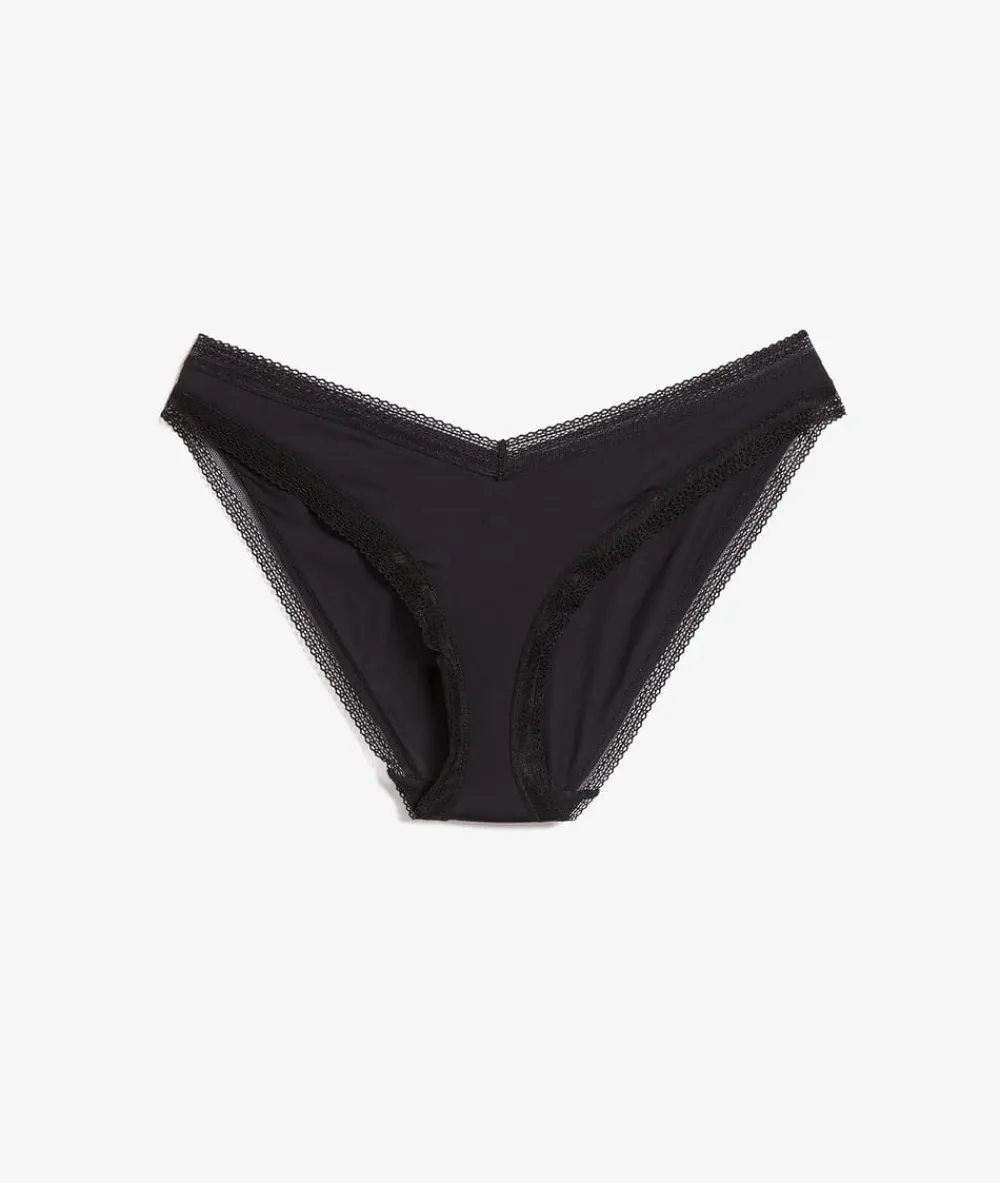 Discount ETAM Braguita en V de microfibra y encaje NEGRO