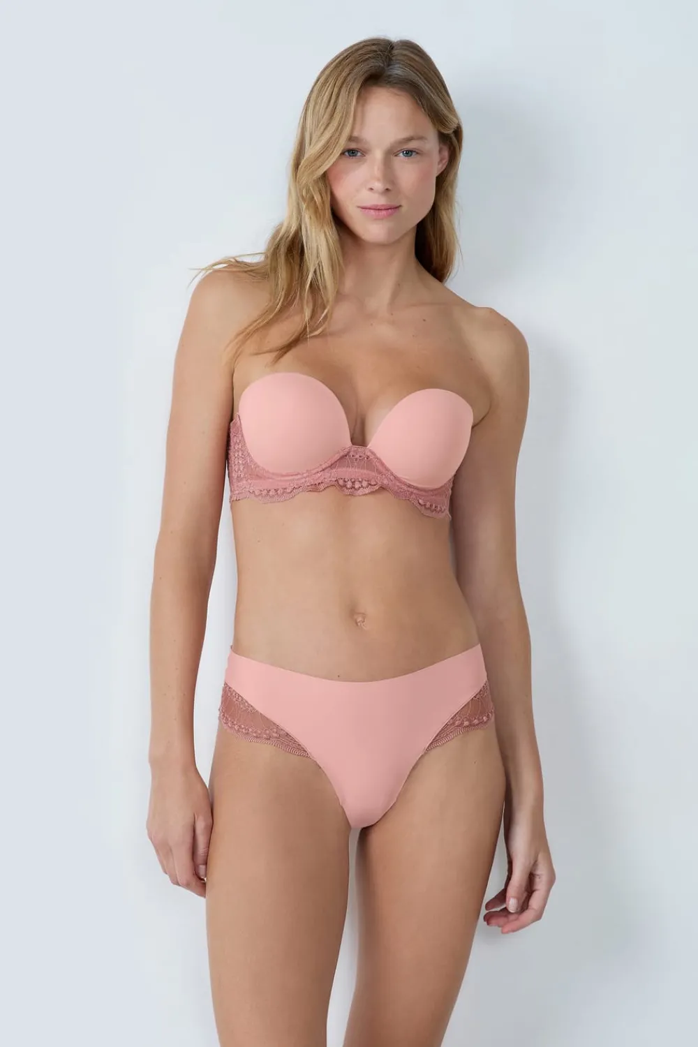 Hot ETAM Braguita hipster de microfibra y encaje ROSA