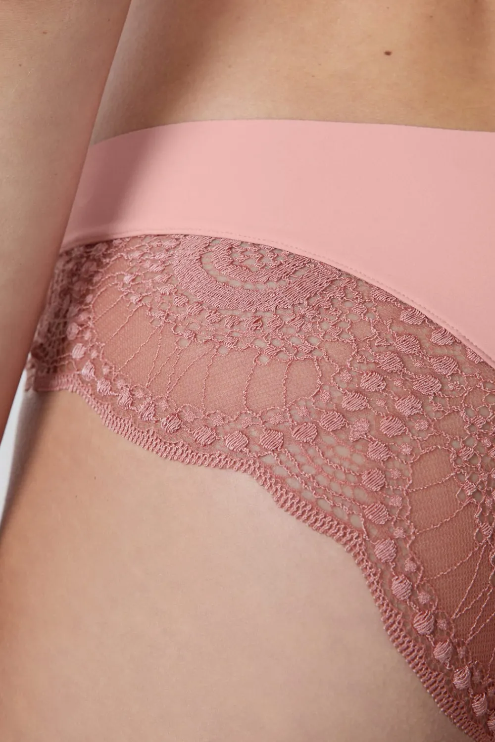 Hot ETAM Braguita hipster de microfibra y encaje ROSA