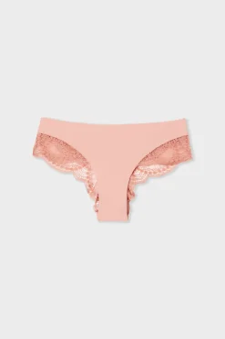 Hot ETAM Braguita hipster de microfibra y encaje ROSA