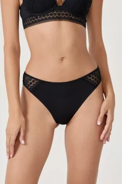 Online ETAM braguitas con detalle de encaje NEGRO