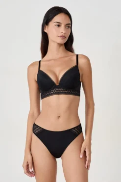 Online ETAM braguitas con detalle de encaje NEGRO