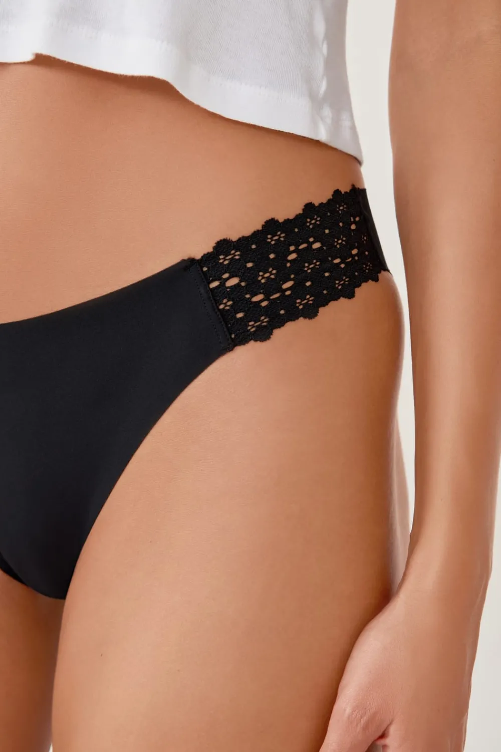 New ETAM Braguitas de microfibra y encaje NEGRO